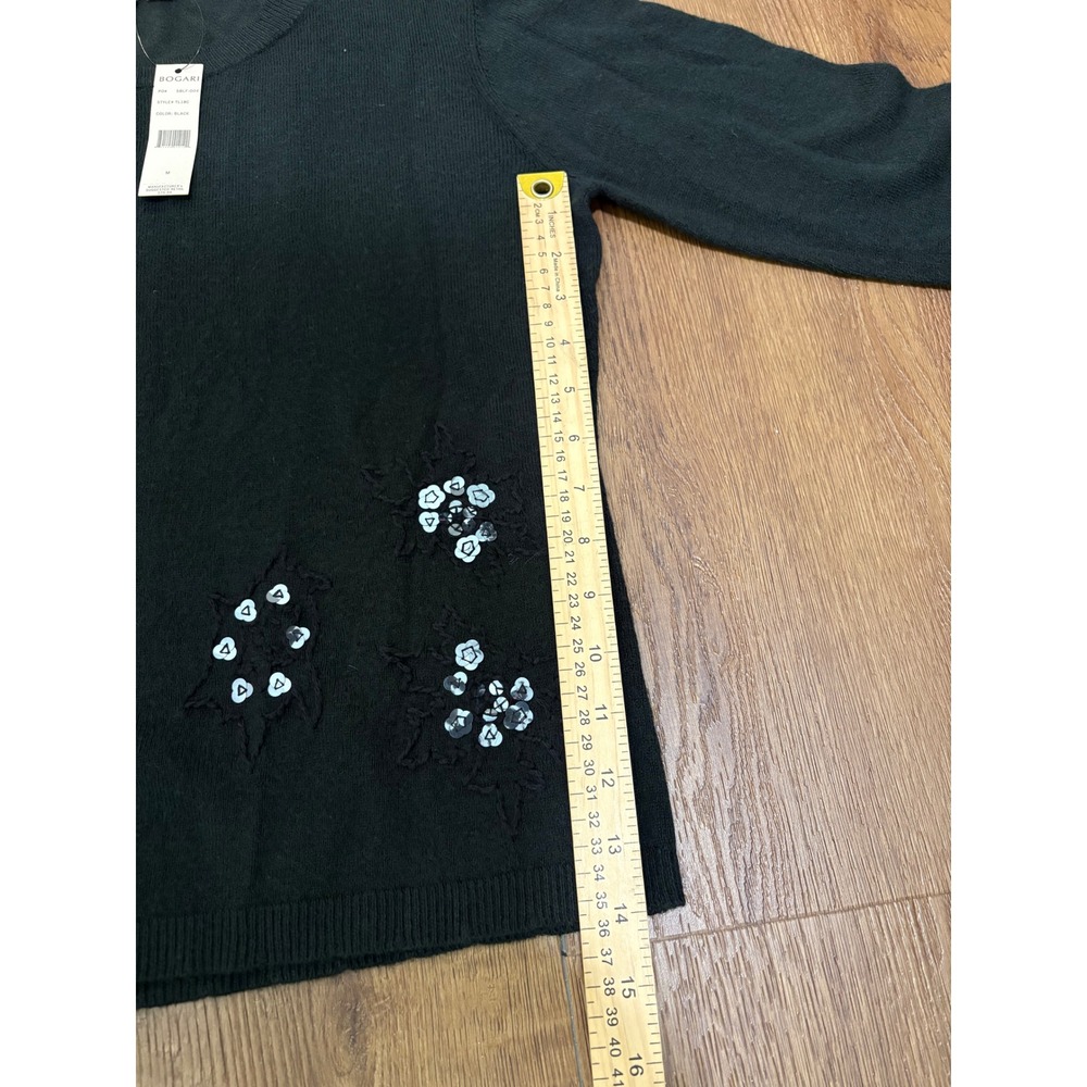 Bogari Women's M Black Sweater Sequin Floral Embellished NWT - Picture 6 of 9